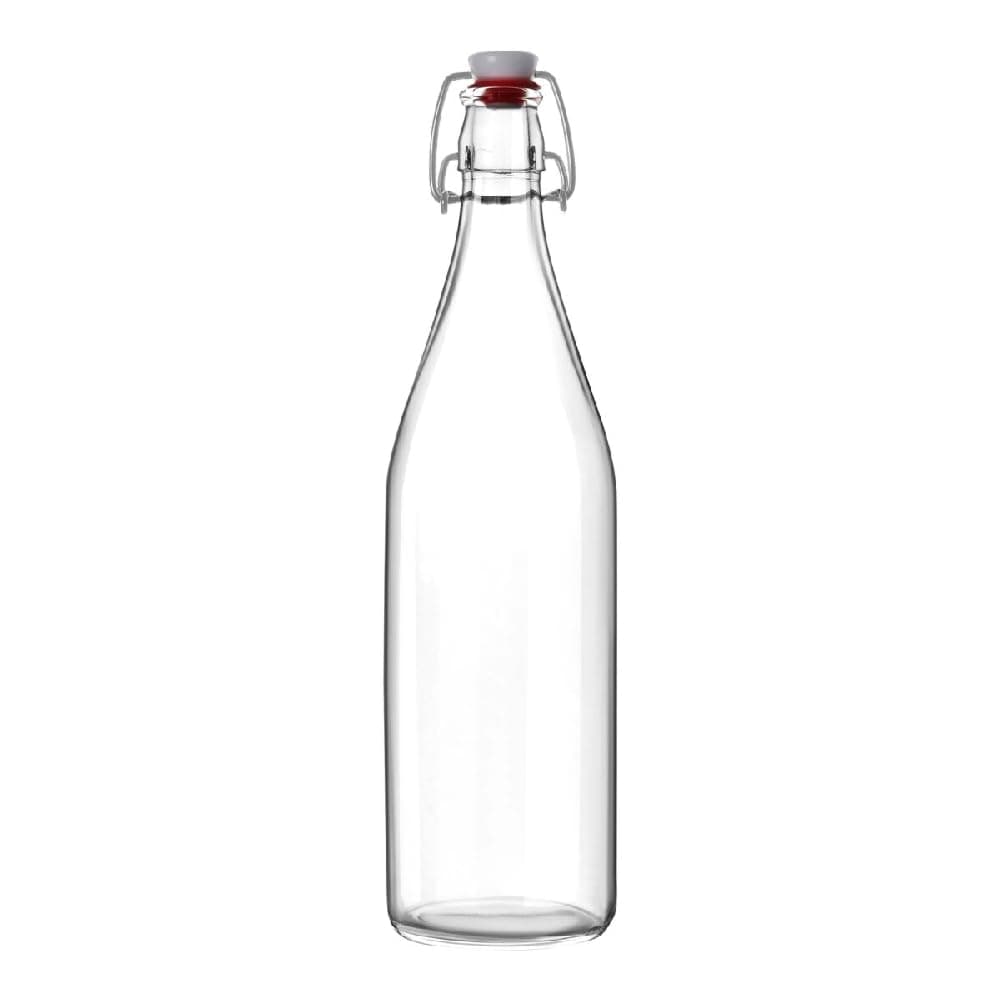 Bien Servi Durable Glass Bottle with Colored Lid Clear 1 Liter 911W