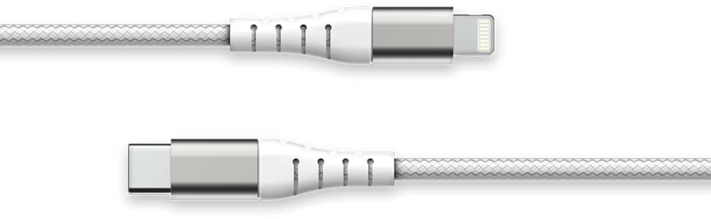 Big Ben Force Power Lite 1.2 m Nylon Braided Charging Cable, USB A/USB C, White