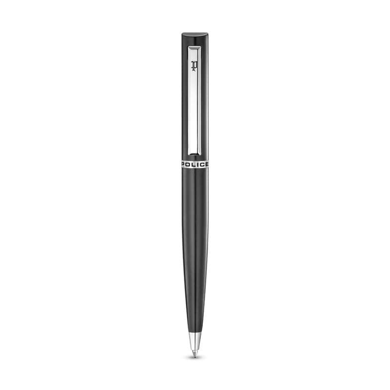 Police Sagona Stainless Steel Trims Twist Ballpoint Pen for Men, Blue Ink