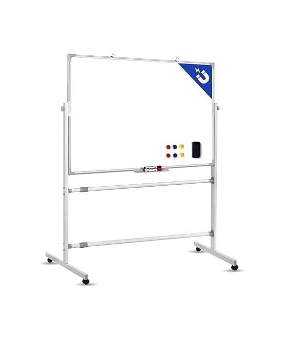 Bare Theory Mobile Whiteboard Double Sided Magnetic with Stand, 90 cm x 120 cm Size
