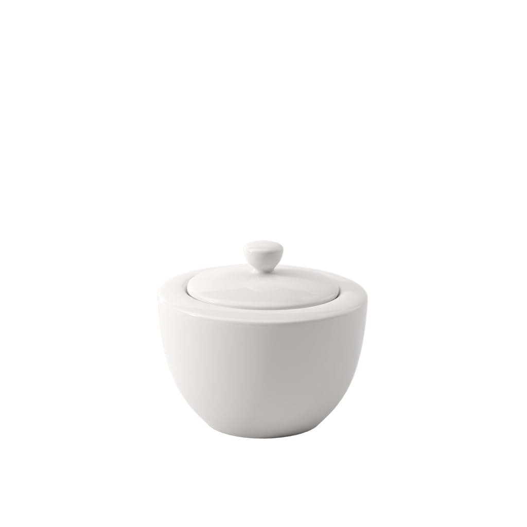 Villeroy & Boch for Me Covered Sugar, 10 oz, White | Porcelain sugar bowl with lid, made in Germany, dishwasher and microwave safe, keeps sugar fresh at breakfast