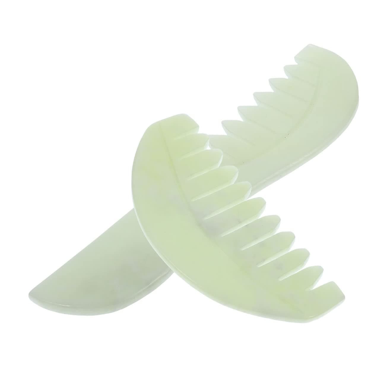 PLAFOPE 2pcs Jade Scalp Massage Combs Gua Hair Tools for Acupoint Therapy Natural Scraping Boards for Relaxation and Hair Care and Safe Design