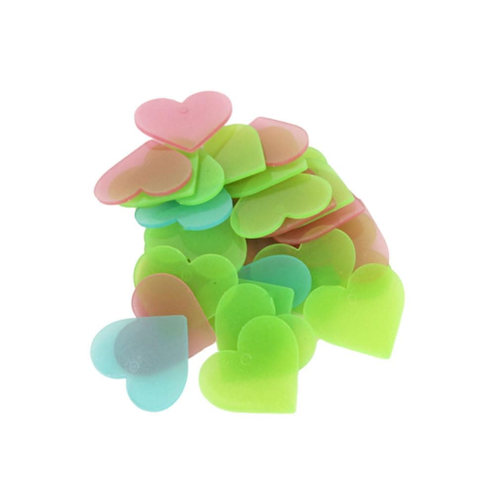 TOYANDONA 200pcs Glow in The Dark Heart Wall Decals Luminous Fluorescent Stickers Removable Mural Stickers Wall Sticker for Nursery Room Kids Kindergarten Bedroom Decoration