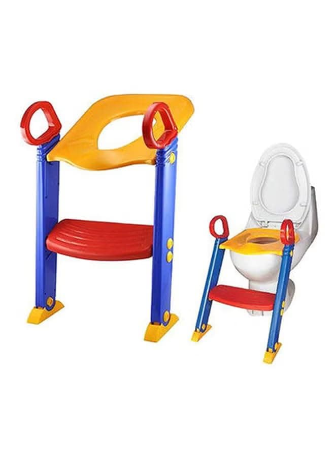 Baby Toilet Training Seat with Folding Ladder 2 in 1 – Non-Slip Base + Safety Handles – Suitable for All Toilets – Kids Toilet Learning Aid