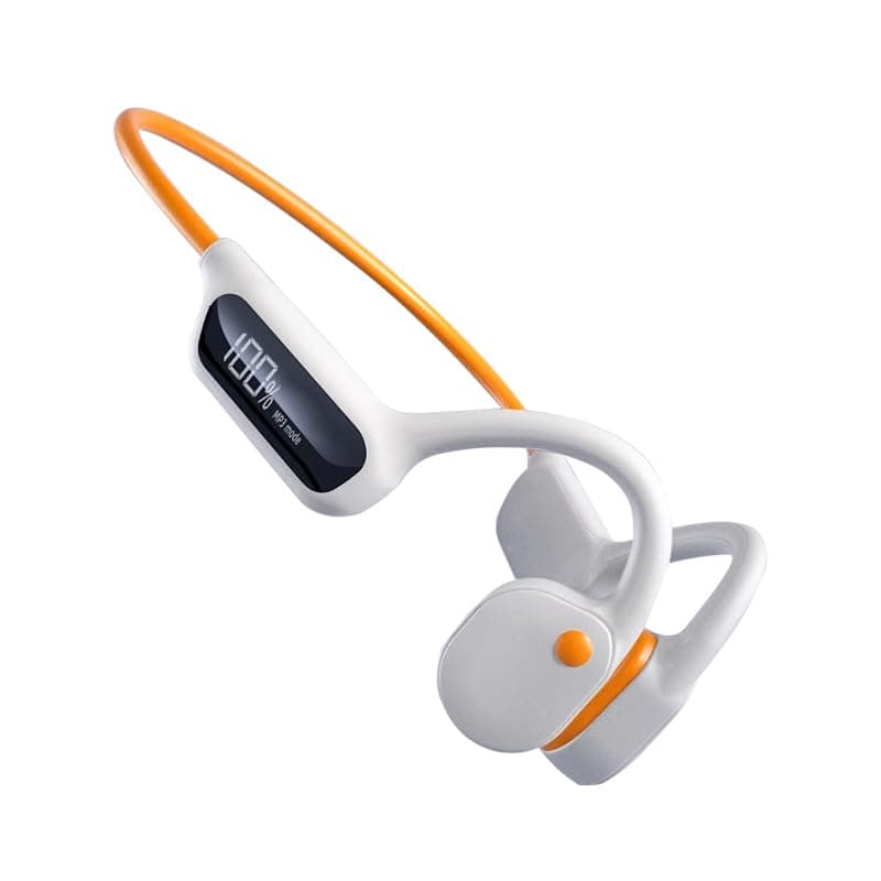 Bluetooth Beadset Conduction Digital Display Simming Depth 30 Meters Waterproof Memorys Card MP3 Xiaomisss Huaweis IOSs (X10-Orange white)