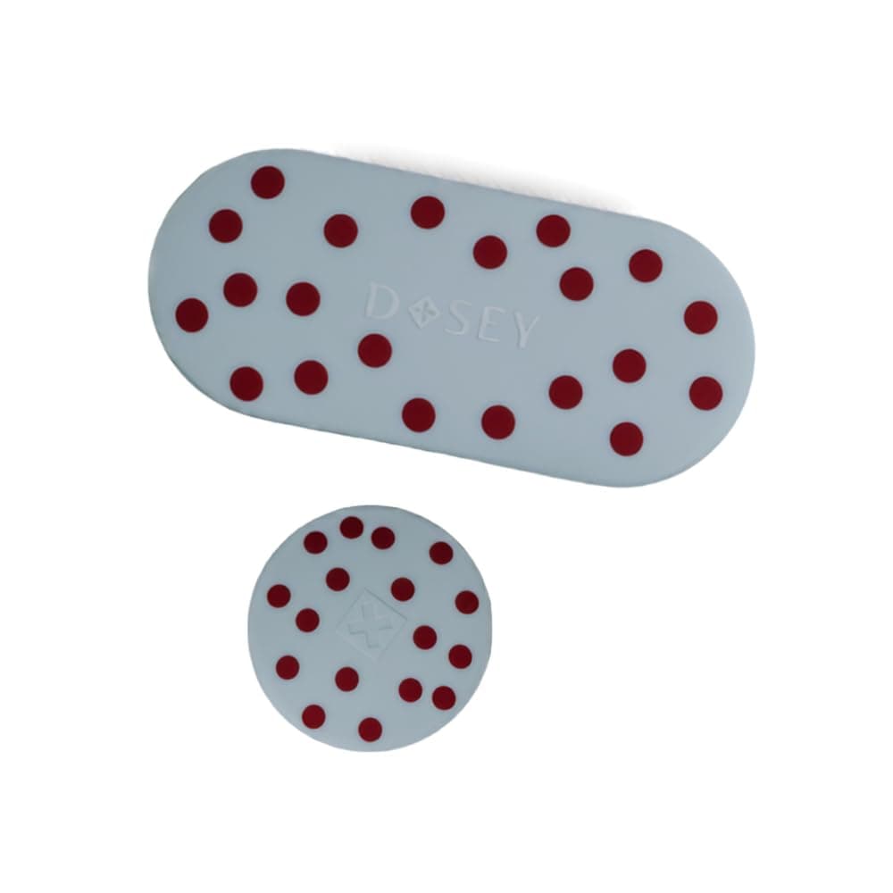 Dosey Pill Compact Pair – 7-Day Weekly Pill Organizer and Essentials Travel Pill Case with Mirrors – Portable Medicine, Vitamin and Supplement Organizer Set – Blue Dots