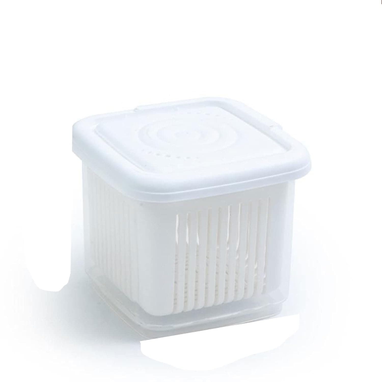 Small Storage Bins Kitchen utensils plastic storage box fruit and vegetable fresh-keeping container (Color : White)