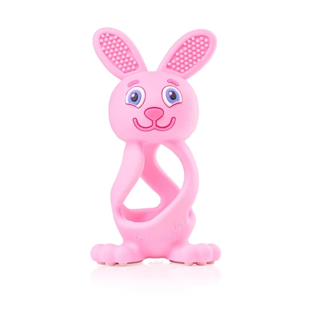 Brush-Baby - Bobbie Bunny Teether Toy, Rose Pink - Fun, Engaging, Sensory Teething Toy for Babies 0-3 Years - BPA Free, Soft Silicone - for Gum Relief & Oral Development