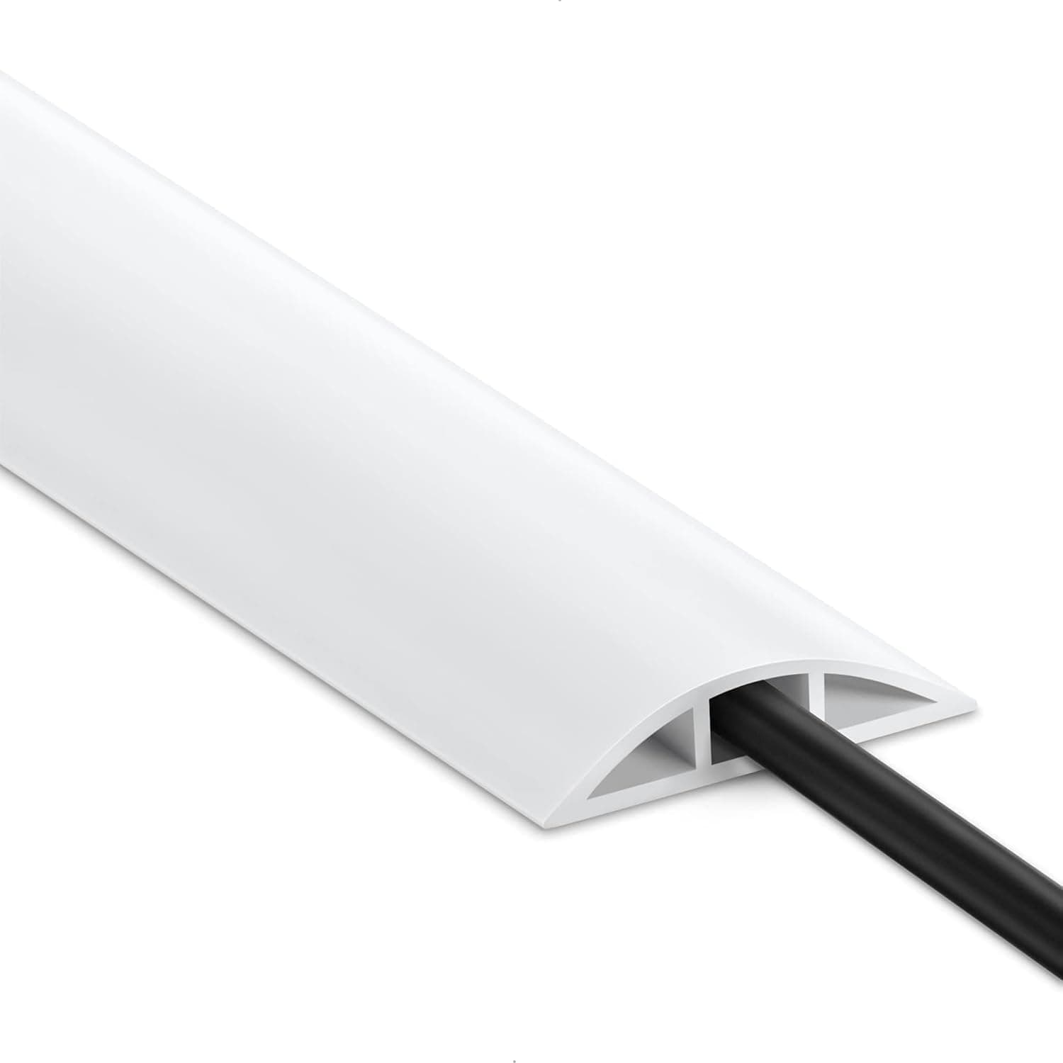 Aputue Floor Cord Cover, 3m White Cable Management System for Home and Office, Heavy Duty PVC Wire Protector with 0.47" W x 0.24" H Cavity, Non-Slip Cord Hider for Extension Cords and Power Wires