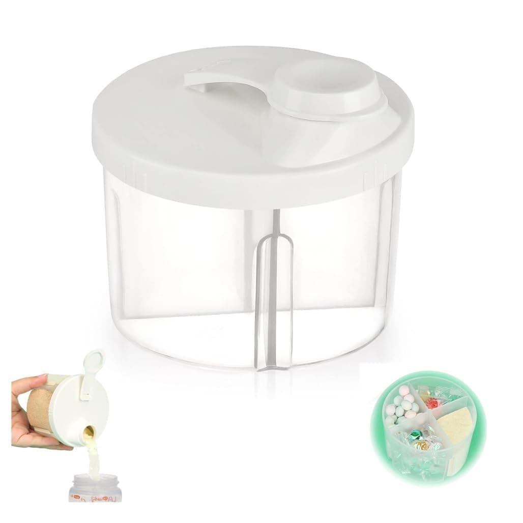 Joyzzz Food Storage Box, 4 Compartment Portable Container with Secure Lids, BPA Free Plastic Kitchen Organizer for Snacks Cereal Powder, Easy Clean Dishwasher Safe Food Keepers