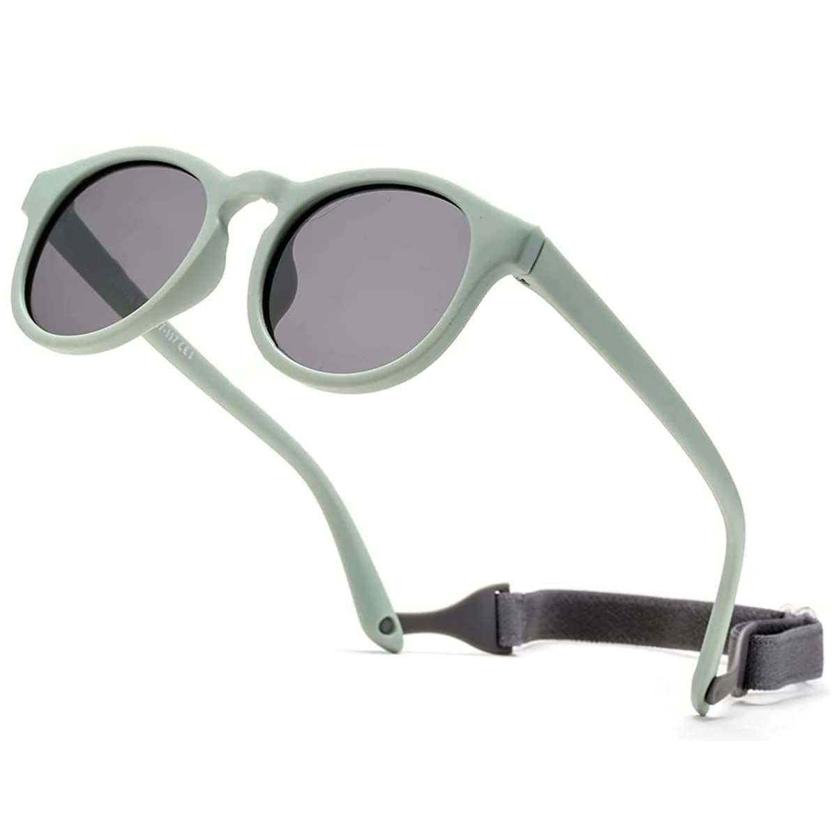 Adjustable Polarized Baby Sunglasses with UV 400 Protection - Soft Silicone Frame for Boys & Girls, 0-48 Months - Infant Outdoor Sunshade - Flexible Strap Included
