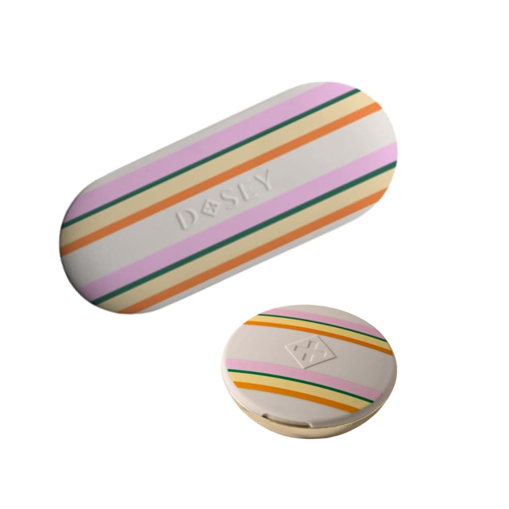 Dosey Pill Compact Pair – 7-Day Weekly Pill Organizer and Essentials Travel Pill Case with Mirrors – Portable Medicine, Vitamin and Supplement Organizer Set - Cream Orange