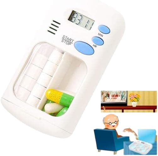 ZidMed Daily Mini Electronic Pill Organizer – 2 Compartments Smart Medicine Box with Digital Timer & Alarm | Portable Medication Reminder for Pills, Vitamins & Supplements