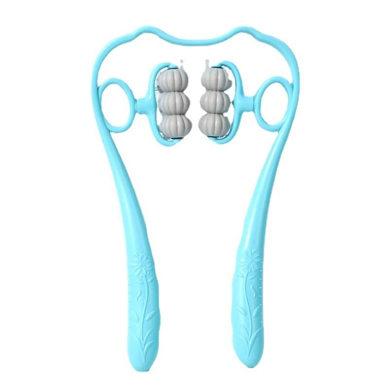 Neck Massager Trigger Point Roller for Pain Relief – Deep Tissue Handheld Shoulder & Back Massager with 6 Ball Massage Points – Portable Muscle Relaxer Tool for Neck, Legs & Waist (Blue)