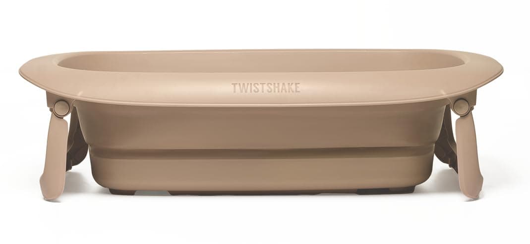 Twistshake Baby Bath V2 Set | Foldable Bath with Bath Pillow & Rinser | 30L Capacity | BPA Free | 0-4 Years | Mocha