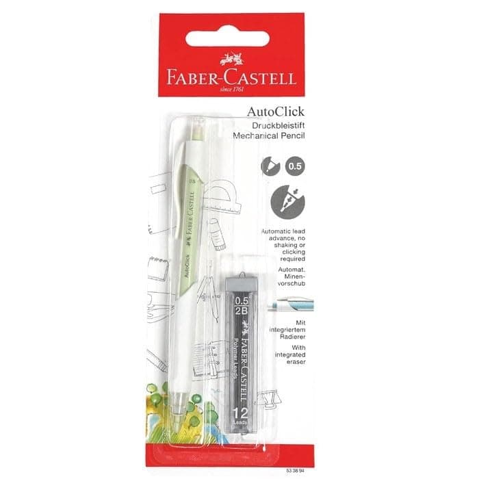 Faber-Castell Autoclick Mechanical Pencil, 0.5 mm Ball Diameter, Multicolor