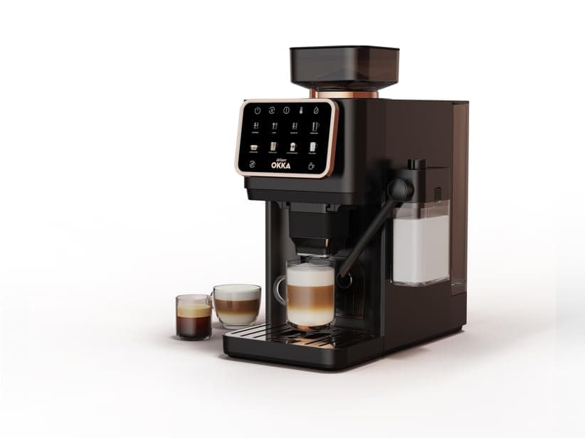 OKKA Barista Pro OK0042 Automatic Espresso Coffee Machine with Built-in Grinder, Dual Heating System, Touch Screen Display, Black/Copper