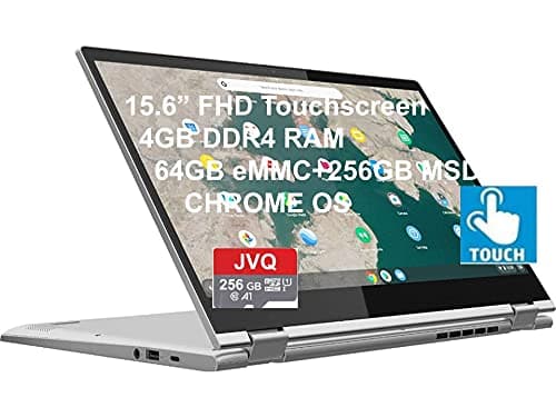 Lenovo C340 15.6"" FHD Touchscreen 2-in-1 Chromebook Laptop, Intel i3 CPU(Up to 3.4GHz), 4GB RAM, 320GB Space(64GB eMMC+256GB MSD), USB-C, Wi-Fi, Bluetooth, Webcam, Chrome OS, Grey