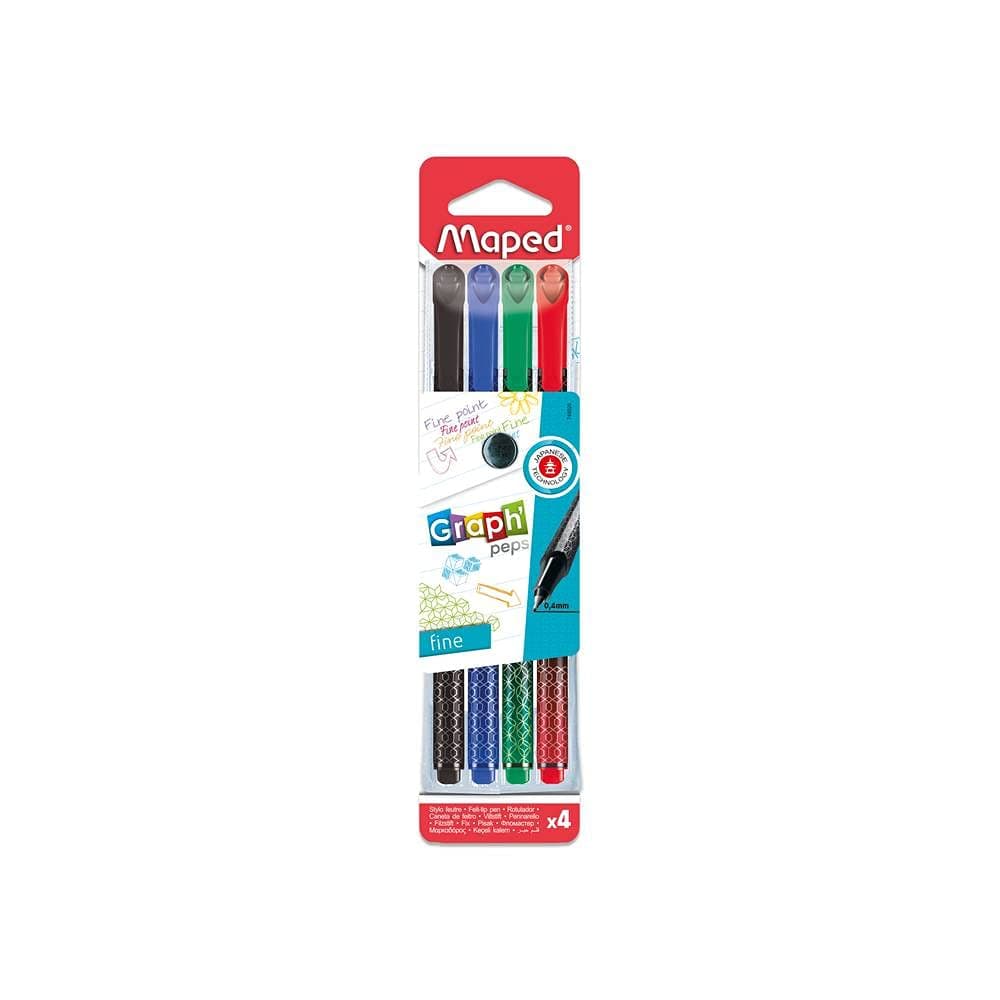 Maped Fineliner Graph-Pips Felt Tip Pens 4-Pieces