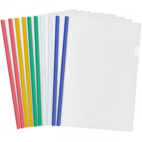 10 Pieces Clear A4 Sliding Bar Binder, File Folder Organizer Binder with Sliding Bar, Plastic Report Covers, A4 Organizer Folder for Home School Office Documents Classification (5 Colors)