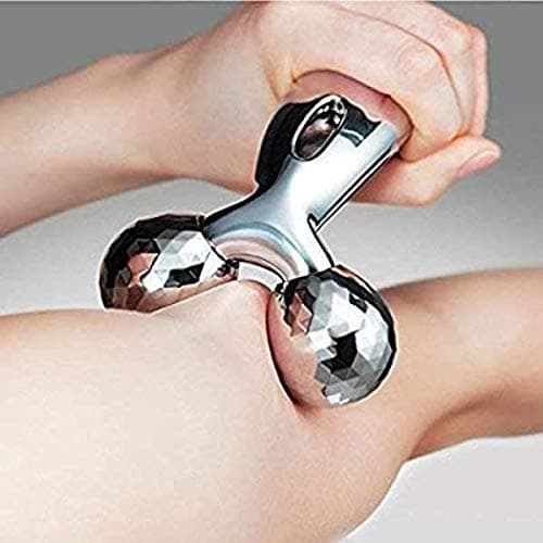 MANAV ACUPRESSSURE multy 3d Massager Roller 360 Rotate Silver Thin Face Full Body Shape Lifting Wrinkle Remover Facial Massage Relaxation Tool