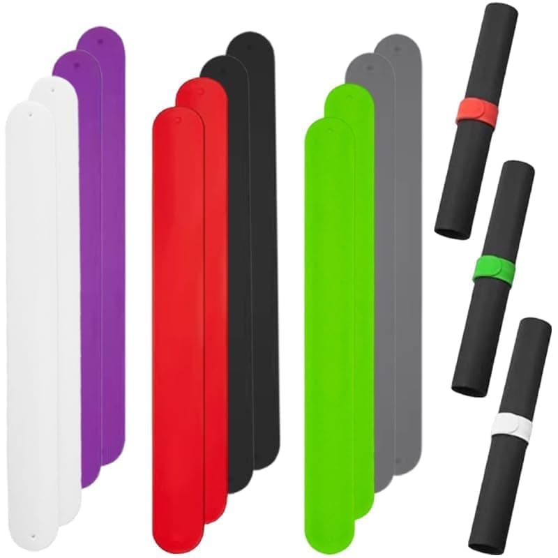 REDANHA 12 Pcs Silicone Vinyl Roll Holders Wrapping Paper Clips Metal Strips Poster Slap Bands Graduation Organizer Gift for Christmas Home Storage Organization(Multi Colors2)