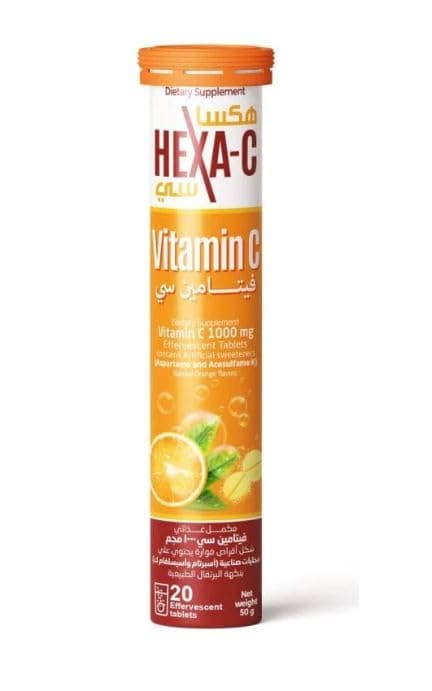 Vitamin C 1000mg Effervescent Tablets – Orange Flavor Vitamin C Effervescent Tablets for Immune Support – 20 Tablets