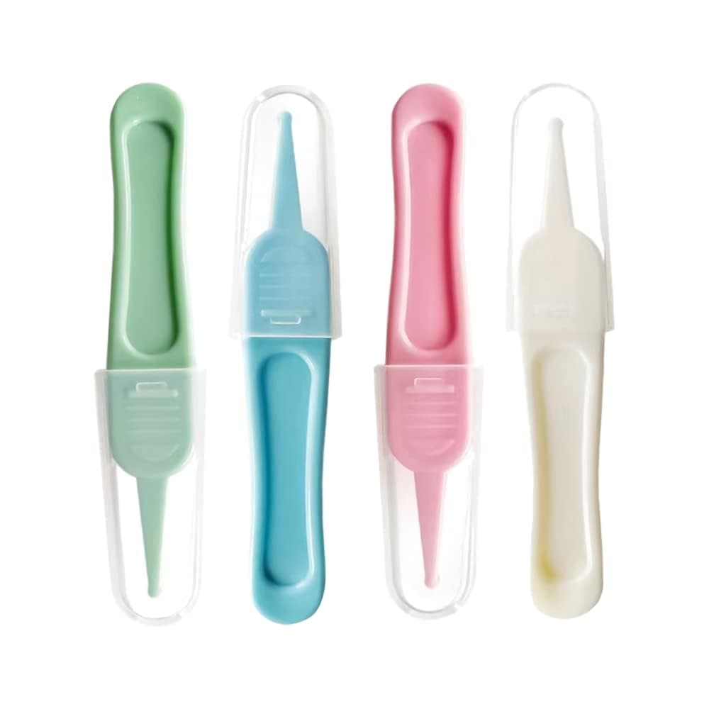 Baby Ear & Nose Cleaning Clip, 4 Pcs Plastic Round-Head Nasal Tweezers