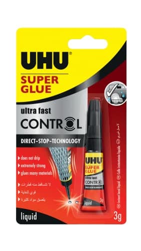 Uhu Super Glue Control, Extra Fast And Strong Liquid, Clean And Precise Application,No Spill Mechanism Tube, 3G, Transparent