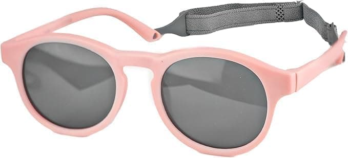 Polarized Baby Sunglasses with Adjustable Strap, Outdoor UV400 Protection Shatterproof Shades, Soft Silicone Flexible Frame for Infants & Toddlers 0-36 Months