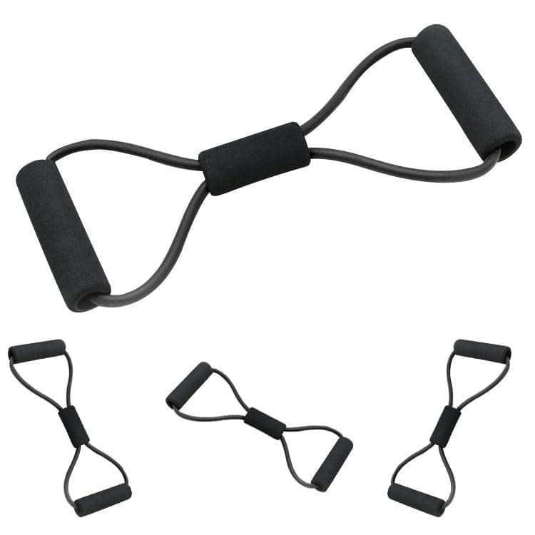 Resistance Band for Yoga, Gym Workout and Fitness Exercise, Rubber Stretch Training Tube with Foam Handles, Black