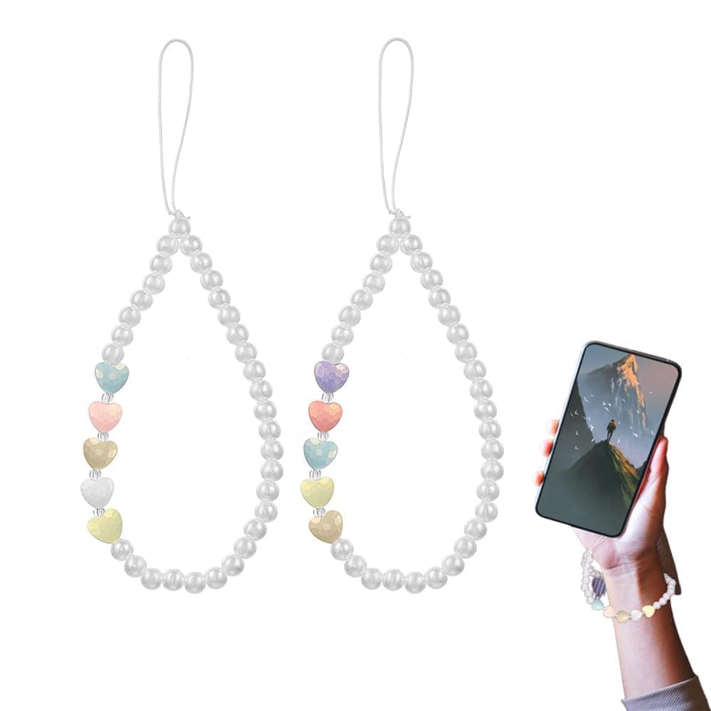 حبل جوال مزين باللؤلؤ، حزام رقبة مطرز أنيق مع تعليقة الحب، حزام جوال آمن، إكسسوار أنيق للاستخدام اليومي والمناسبات الخاصة للنساء والبنات من اكس سبرينج، 6 قطع