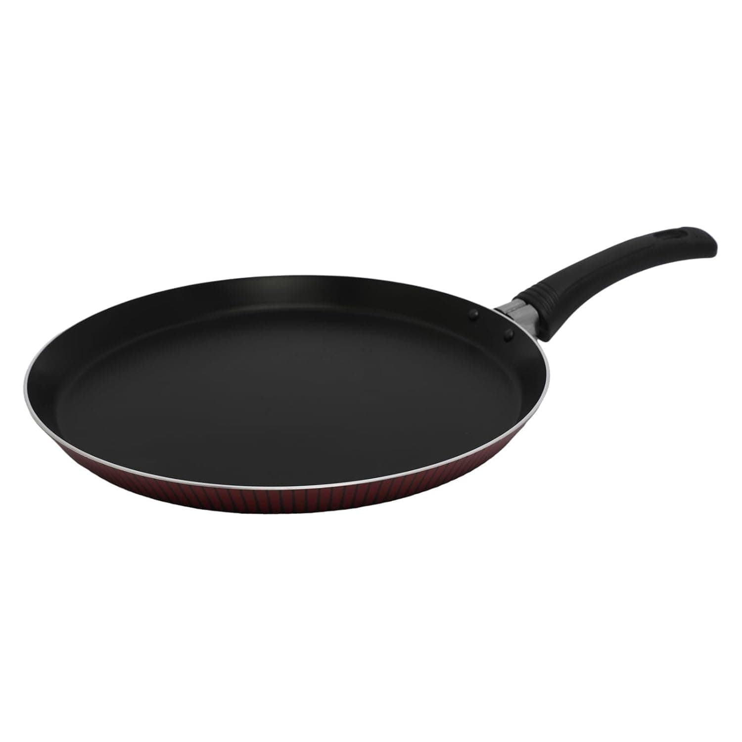 Bister Non Stick Cookware Classy Crepe Pan, Flat Bottom Suitable for Induction Cooker Halogon Oven and Gas Stove, Black/Red, Dia. 28cm