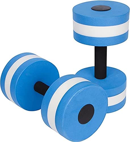 junshi11 Set of 2 Water Aerobics Swimming Pool Dumbbells for Exercise, HighDensity EVAFoam Dumbbell Fitness Set, for Aquatic Therapy, Pool Fitness, Water Exercise Blue