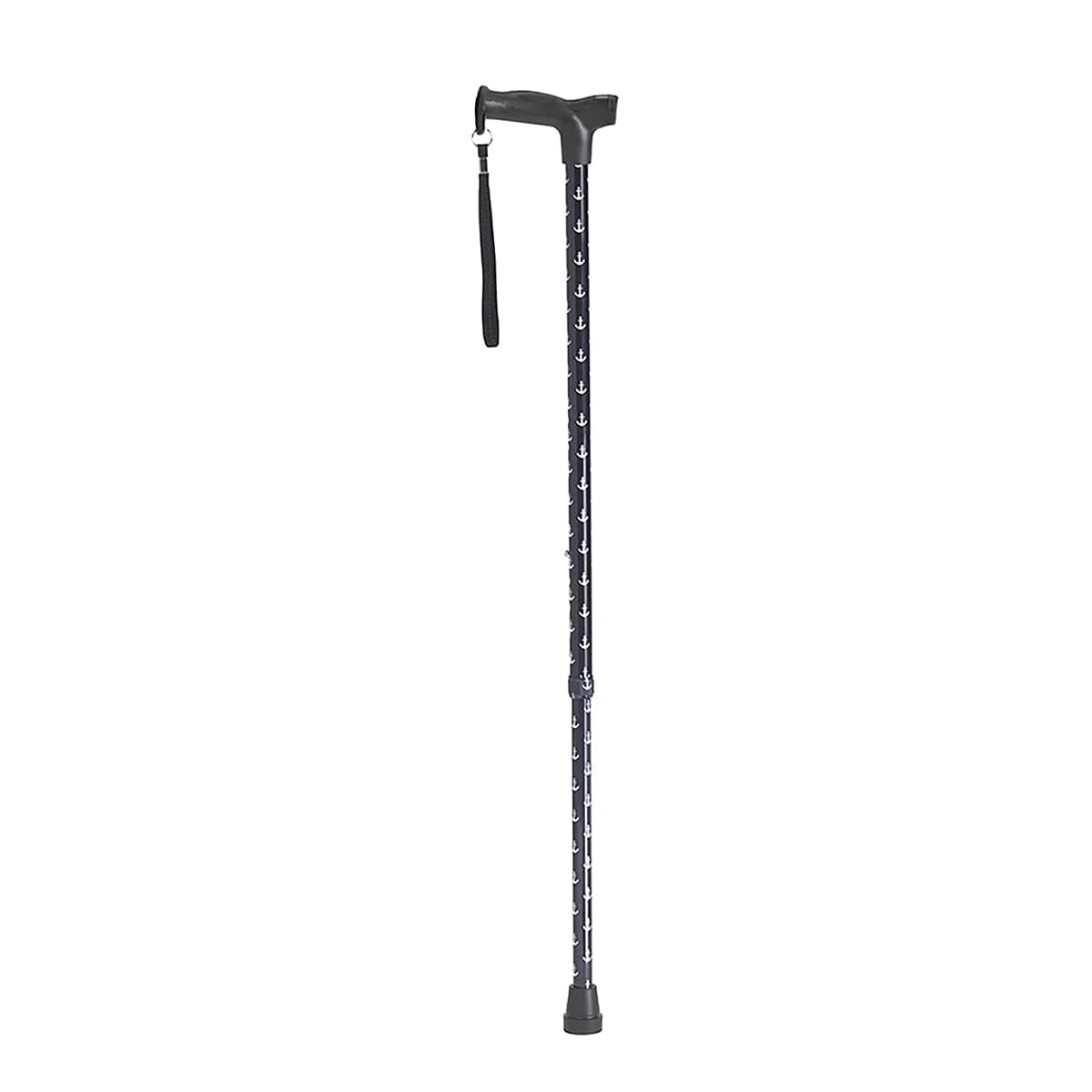 Drive Medical RTL10336AN Comfort Grip Cane, Anchors Pattern, Aluminum Tubing, Wrist Strap, Height Adjustment with Locking Ring, Supports up to 300 lb