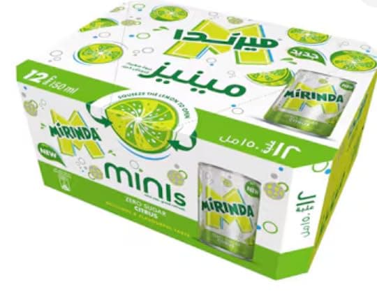 Mirinda Citrus Zero Sugar Soft Drink, Cans, 12 x 150 ml