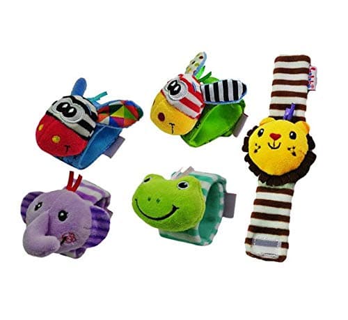 5PCS Baby bebe Infant Wrist rattle and Socks Bell Foot Finders Set Educational Soft Newborn Gift Toy for Children-ee