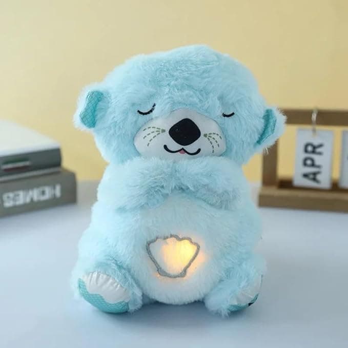 Breathing Teddy Bear Plush Sound Machine Baby Gift with Music, Lights & Breathing Motion Infant Toys for Newborns Soft Breathing Stitch Teddy, Soothing Portable Otter for Childrens