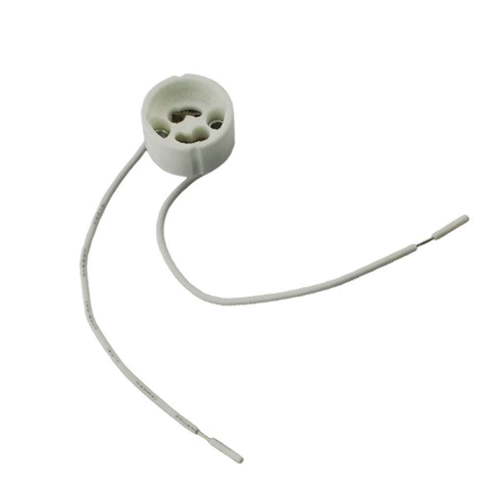 GU10 Ceramic Connector 35mm Base 100mm Wire High Temperature Fiber Layer | Dual-Layer Fiber Wire, High Friction , Junction Box Fit, Track Lighting , Heat Proof, Slim Design