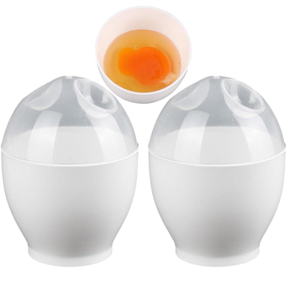2Pcs Egg-Tastic Microwave Egg Cooker - Egg Boiler for Hard Boiled/Poached Eggs (White)