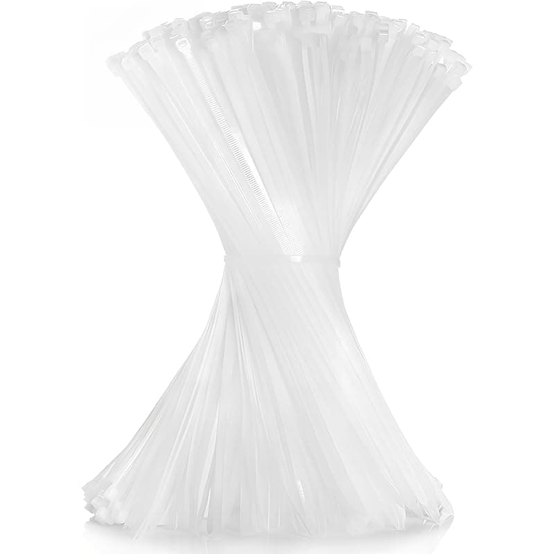 Zip Ties, Multi-Purpose Zip Ties 8 inch (100 Pack) Self-Locking Cable Management Cable Ties, Wire Ties for Home, Office, Garden, Indoor, Outdoor - White