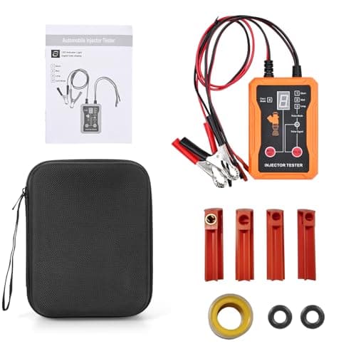 Generic Universal Fuel Injector Tester and Cleaner Tool Kit 8 Pulse Modes Short Circuit Protection for Automobile Diagnosis Cleaning Tool 12V Car Fuel Injector Tester for Most Vehicle (Orange)