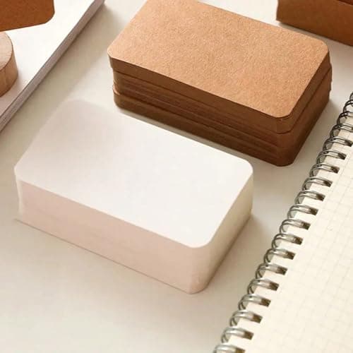 100sheets Blank Word Cards, Blank Greeting Cards, Handwritten Word Blank Cards, Suitable For Notes, Postcards, Bookmarks, Messages,Back To School,School Supplies (White)