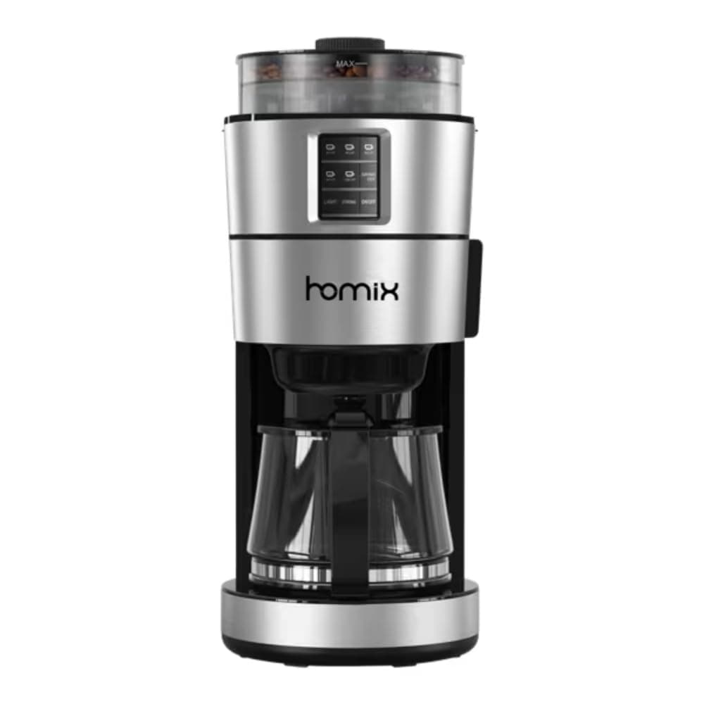 Homix Konchero 1000W Completa Filter Coffee Machine with Grinder Silver And Black CM1131D-GS