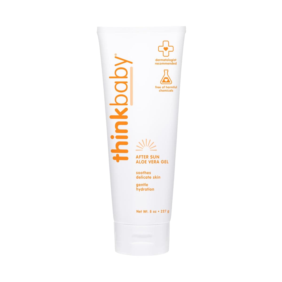 THINK Thinkbaby Aloe Vera Gel, After Sun Relief, 8 Fl Oz, EWG Verified Natural After Sun Skincare for Face & Body - Hydrating, Soothing & Moisturizing Sunburn Solution for Babies & Toddlers