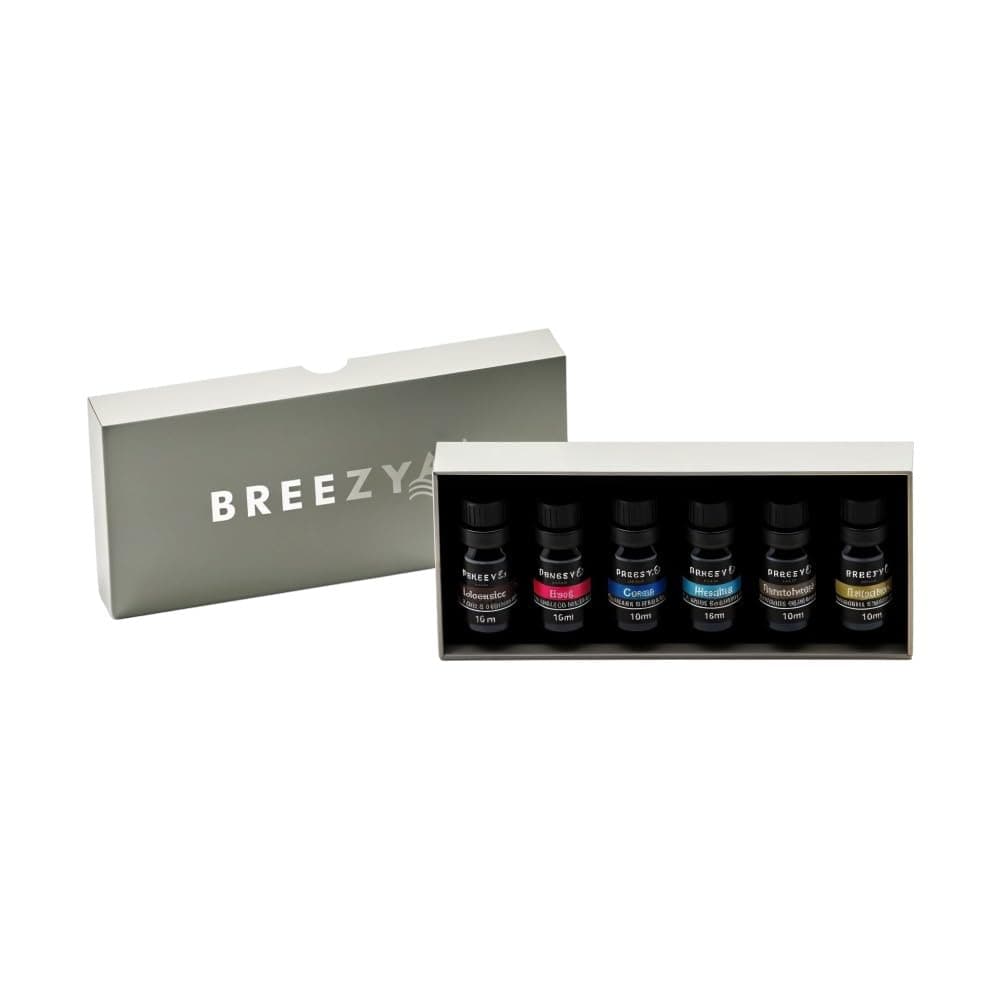 Breezy Pure Organic Essential Oils Set Natural Aromatherapy Oils Collection for Diffusers with Bergamot Jasmine Lavender and Rose Fragrance for Eco Friendly Living