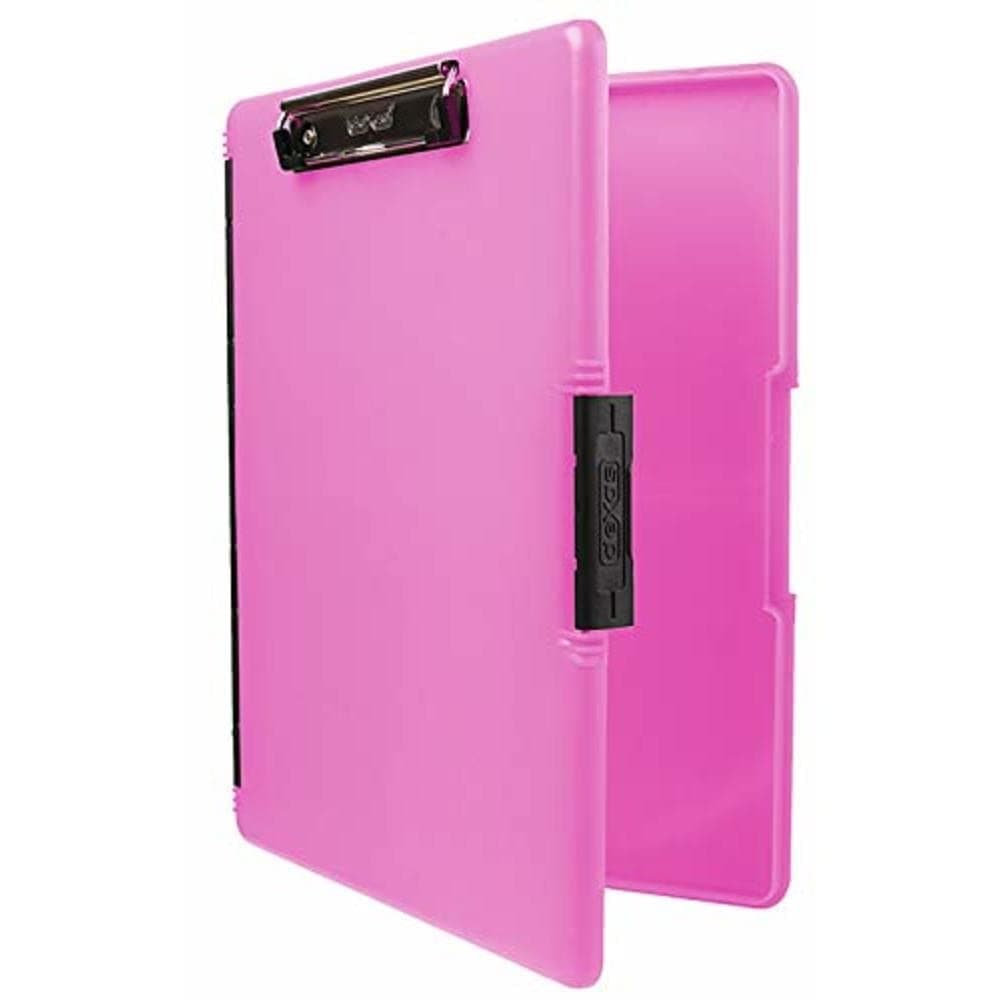 Dexas Slimcase 2 Plastic Clipboard with Storage and Side Opening, Neon Pink, Office Supplies Clipboards to Organize, Carry and Store, A4 Holder, Style and Functionality Nursing Clipboards