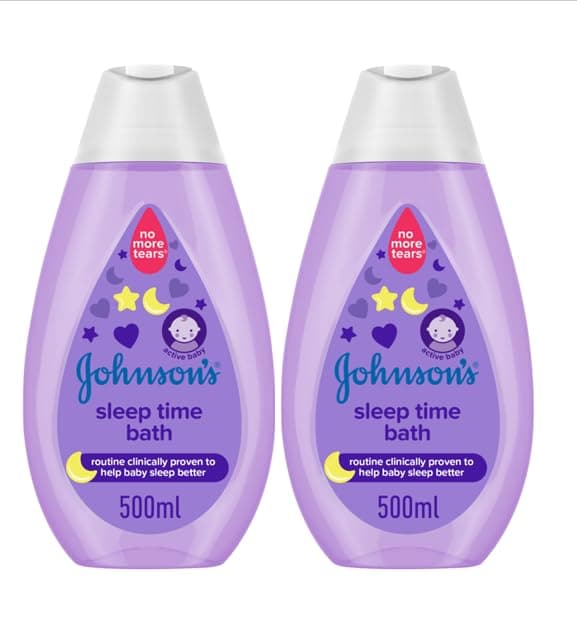 JOHNSON’S Baby Bath - Sleep Time, NO MORE TEARS formula, contains soothing Naturall Calm essences for better sleep, 500ml (Pack of 2)