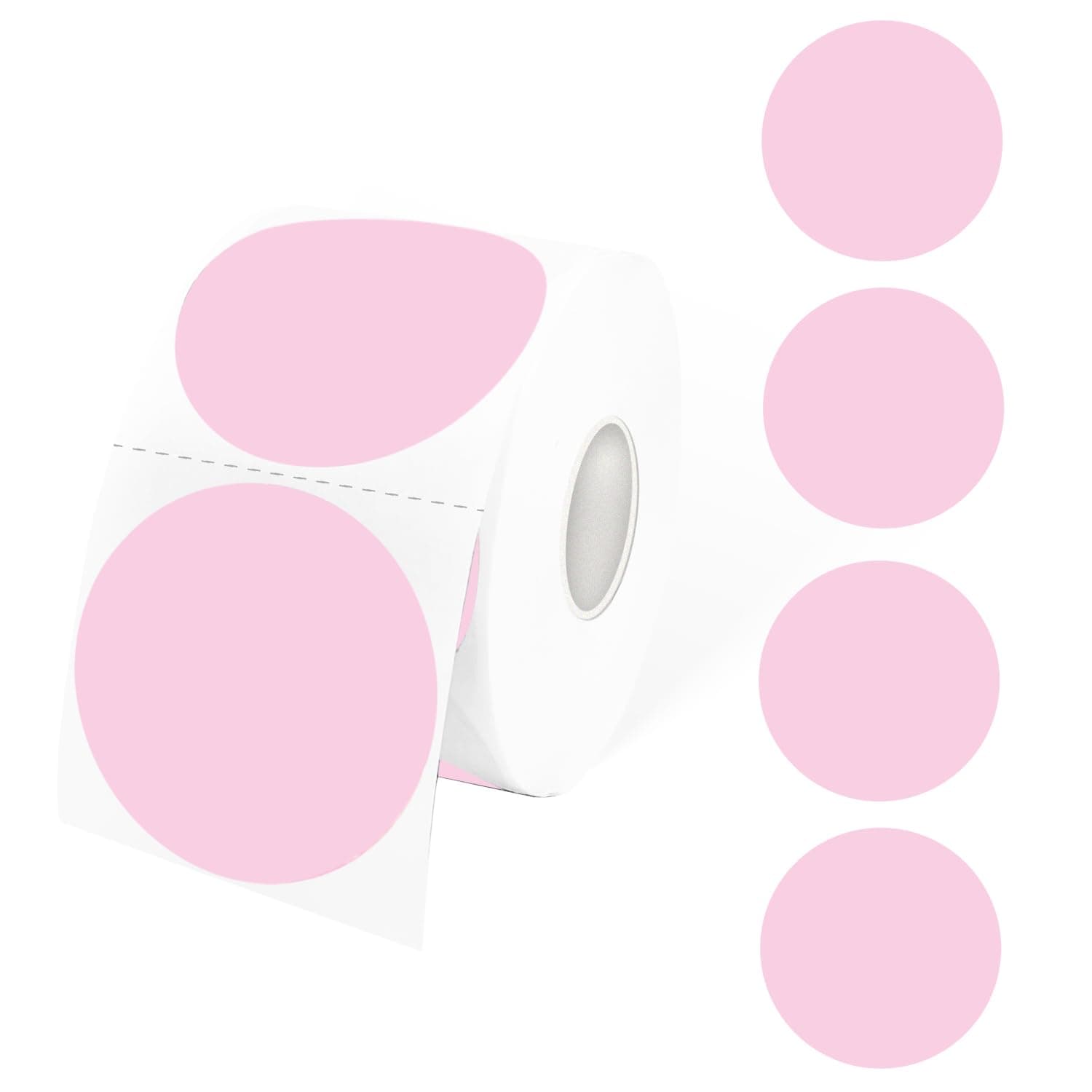 STARLIBOO 2 Inch Round Thermal Sticker Labels, Pale Pink Thermal Labels Round, Self-Adhesive Round Direct Thermal Stickers Label, Thermal Printer Stickers for Business (600 Labels)