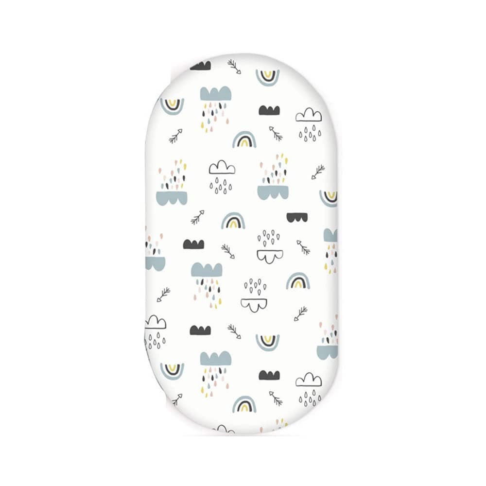 Hiseng Elastic Fitted Sheet Sheet for Fitted Sheets Cartoon for Nursery Bed, Super Soft, Cotton Sheets for Children, Baby Cot Sheets (82 x 41 x 10 cm, Clouds)